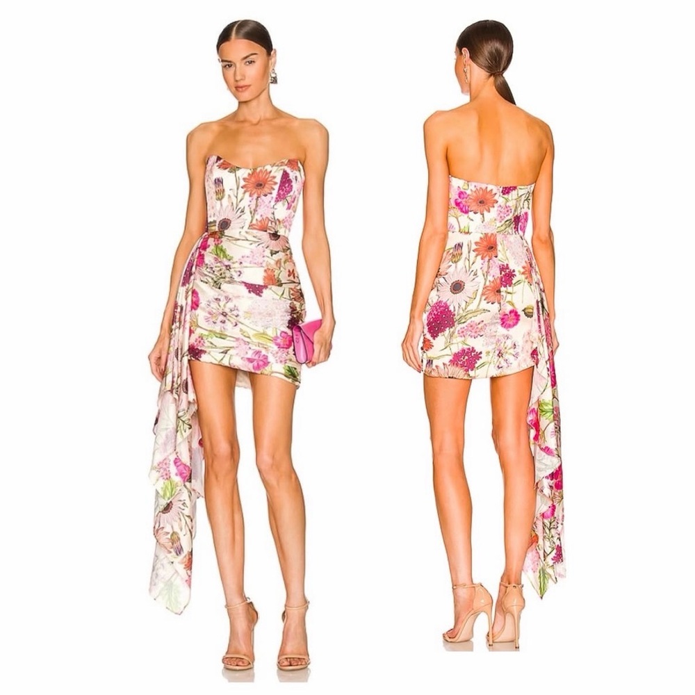 katie may chasing dawn gown Floral Strapless Mini Dress